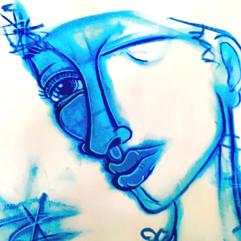 Digital rendering of oil crayon large scale drawing.